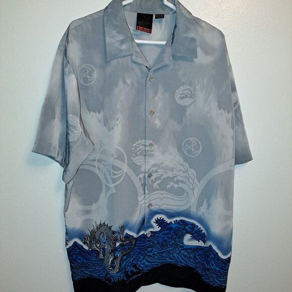 Vintage C-Two Rave Dragon Button Down Short Sleeve Shirt size XL - Picture 7 of 9